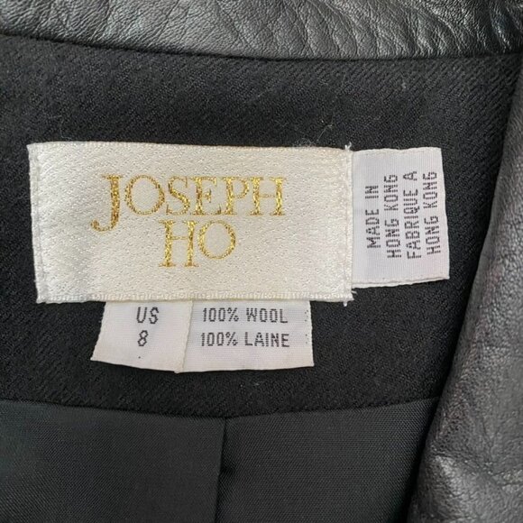Vintage Joseph Ho Wool Blazer Leather Embellishments Beading Sz 8 - Picture 7 of 8